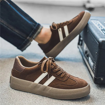 Classic Brand Men Brown Suede Sneakers 2024 Fashion Low-top Men's Trendy Skate Shoes Comfort Casual Vulcanized Sneakers Men