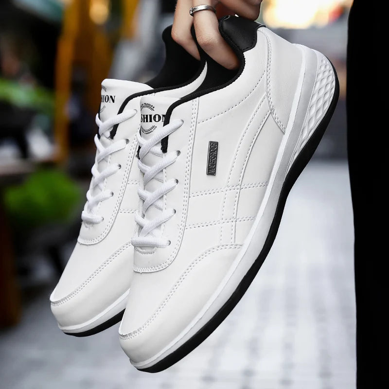 Men Waterproof Sneakers Leather Walking Shoes Non-Slip Lightweight Casual Sports Shoes for Men Spring Autumn Outdoor Footwear